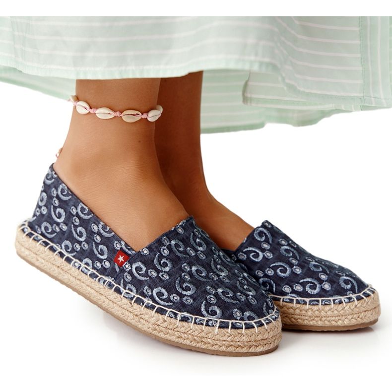 Espadrilles på en flätad plattform Big Star AA274628 Marinblå