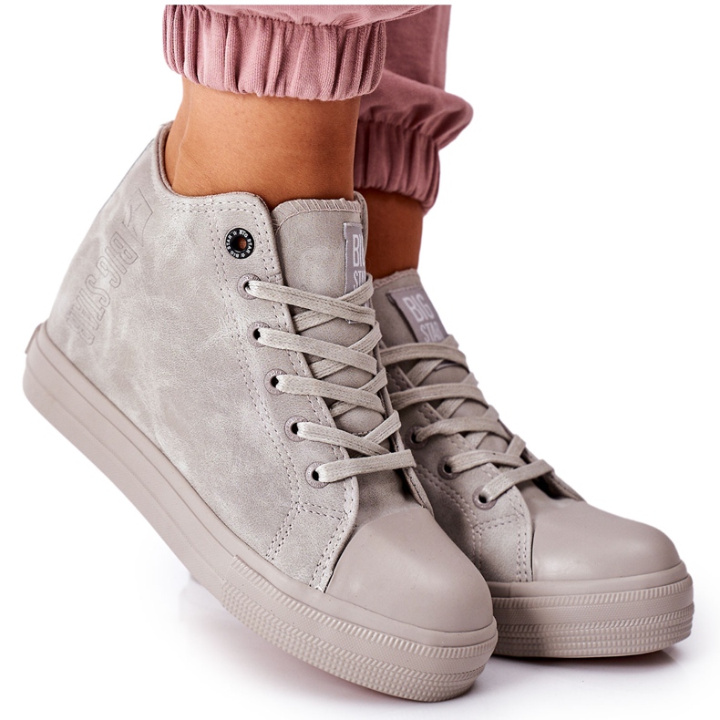 Läder Sneakers On Wedge Big Star II274093 Grå