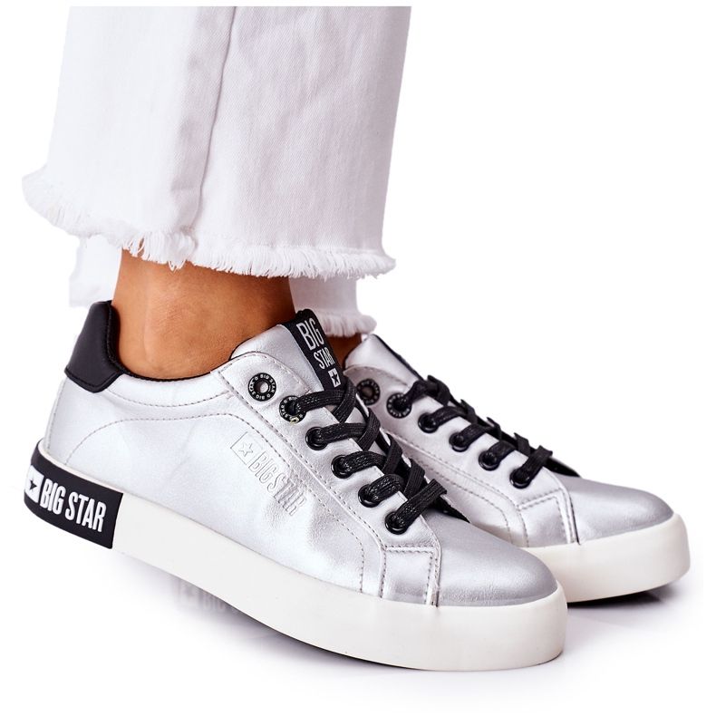 Damskor i läder Big Star II274034 Silver silver-