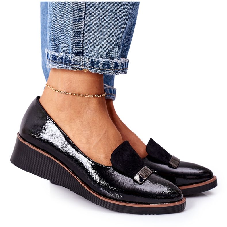 Lackade kilskor POTOCKI 12032 Svart