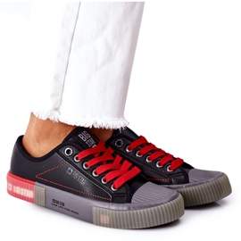 Damskor i läder Big Star II274134 Svart röd