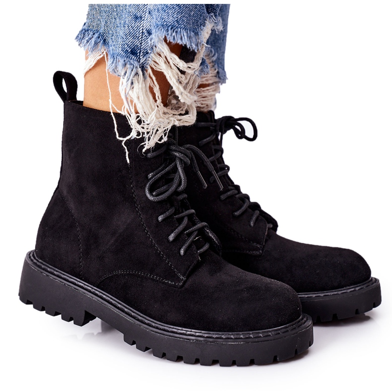 PS1 Mocka Stövlar Dragkedja Svart Belados