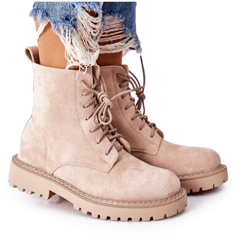PS1 Mocka Booties Dragkedja Beige Belados