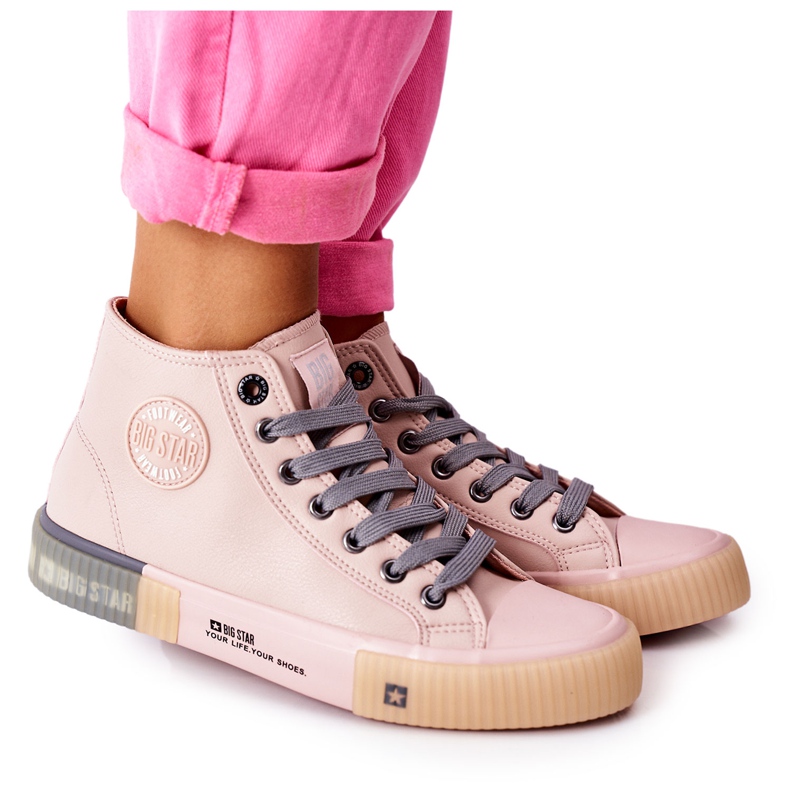 Leather High Sneakers Big Star II274138 Rosa