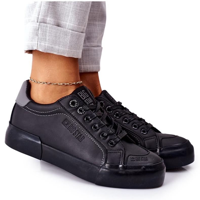 Damskor i läder Big Star II274029 Svart