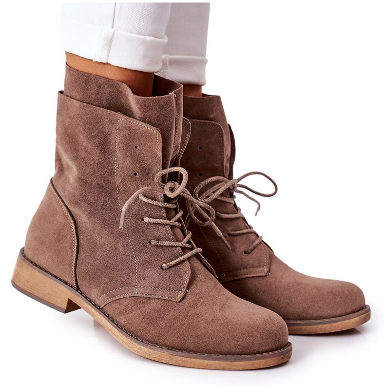 PS1 Stövlar med dubbla överdelar Ljusbruna Violetta kaki