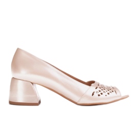 Marco Shoes Beige pumps med dekorativ perforerad front