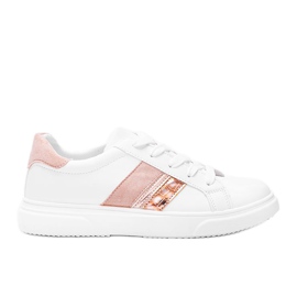 Vita och rosa sneakers på en tjock Tituana -sula