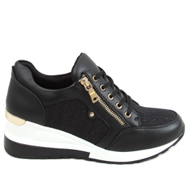 Black Wedge sneakers Y9521 Black Gold svart gyllene