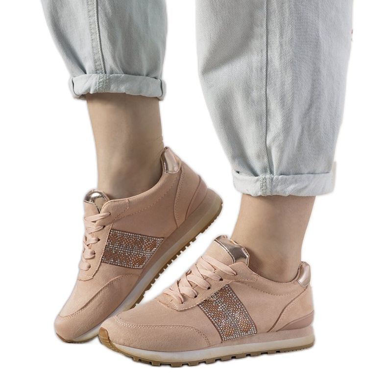 Rosa sneakers med cubic zirconia Ratia beige