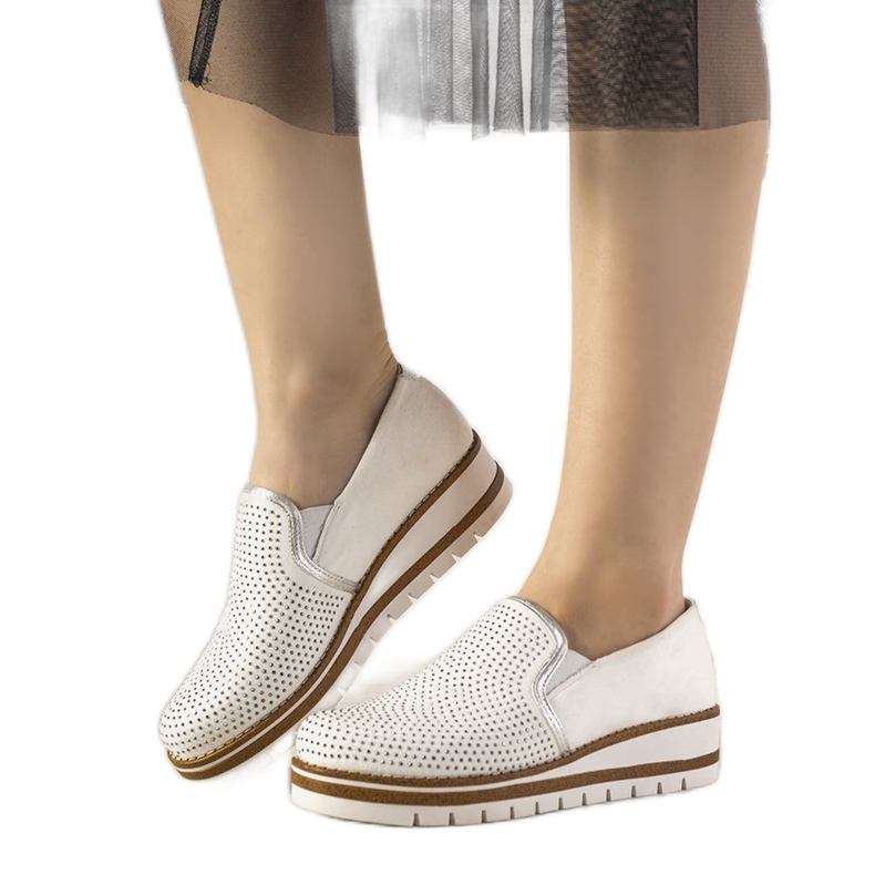 Slip-on silverskor med GF-FD9 dubbar vit