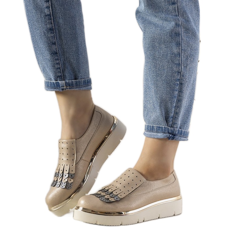 Slip-on silverskor med GF-FD9 dubbar gyllene