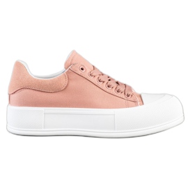 Goodin Klassiska sneakers på plattformen rosa