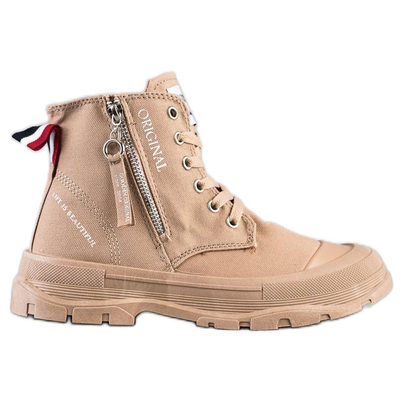 Goodin Sneakers med dekorativ dragkedja beige