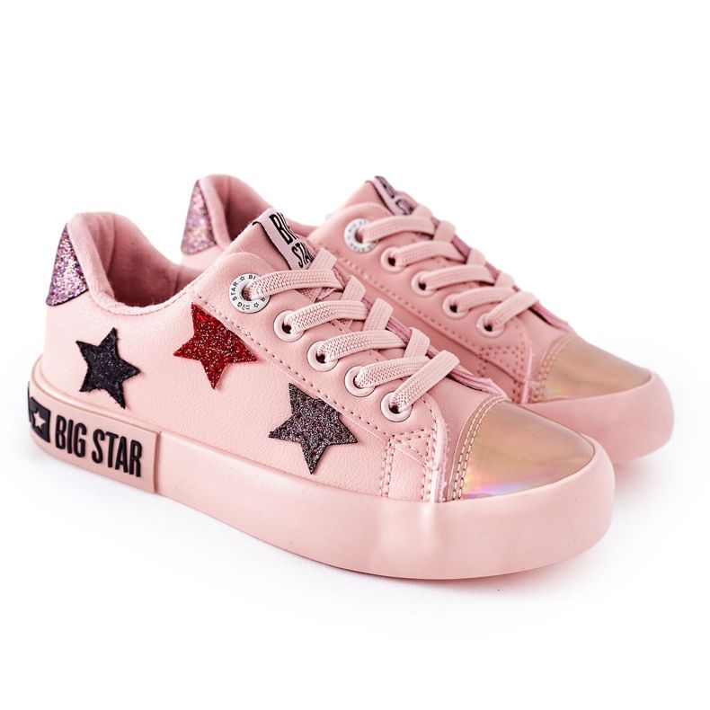 Barnskinnsneakers Big Star II374033 Rosa