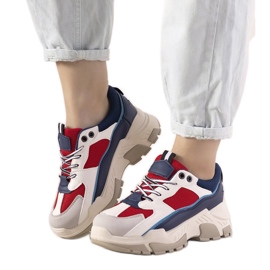 Marinblå sneakers på en hög Omerta -sula vit