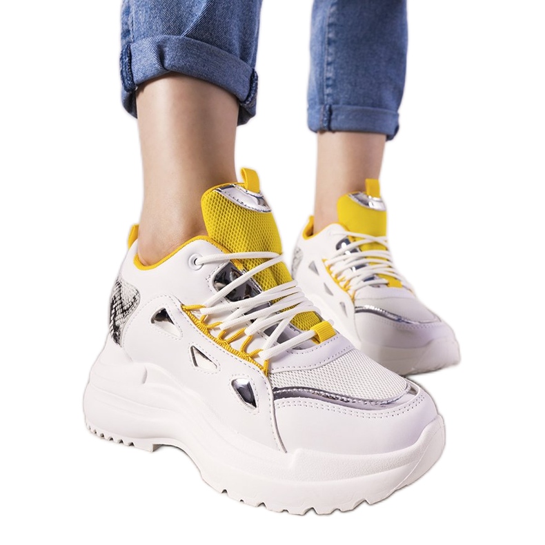Vita och gula Felicia snake sneakers