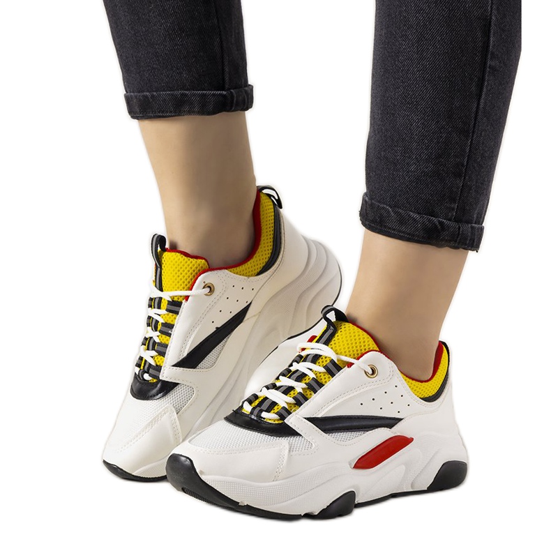 PA1 Timmar vita sneakers svart gul