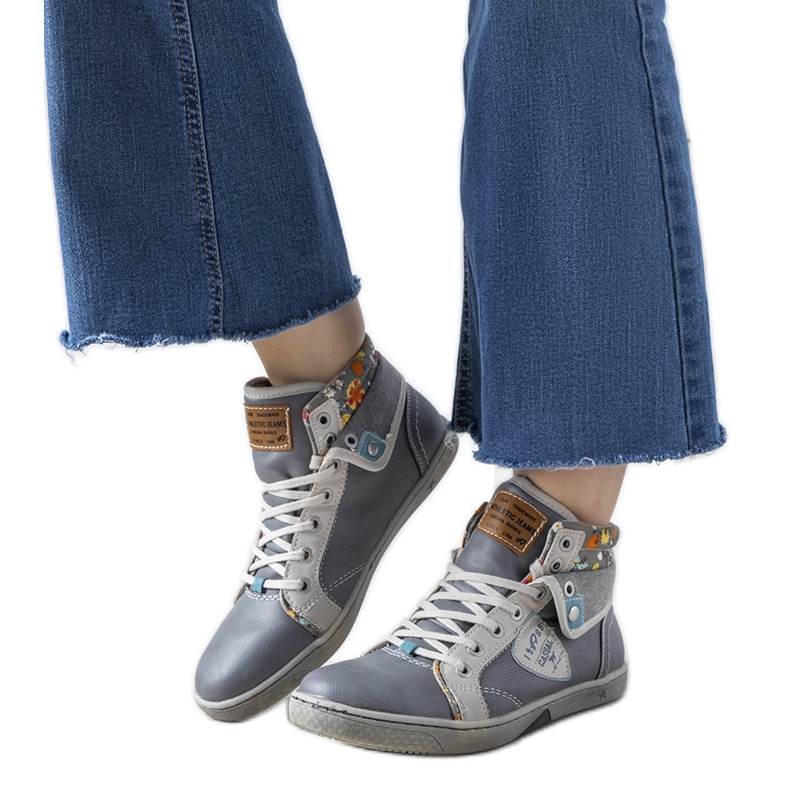 Grå dam fotled sneakers från Niente