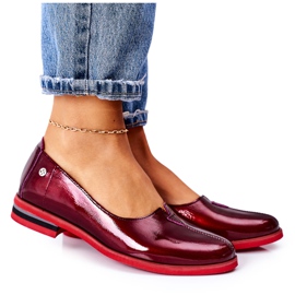 Lackerade läderskor Maciejka 05035-23 Burgundy röd