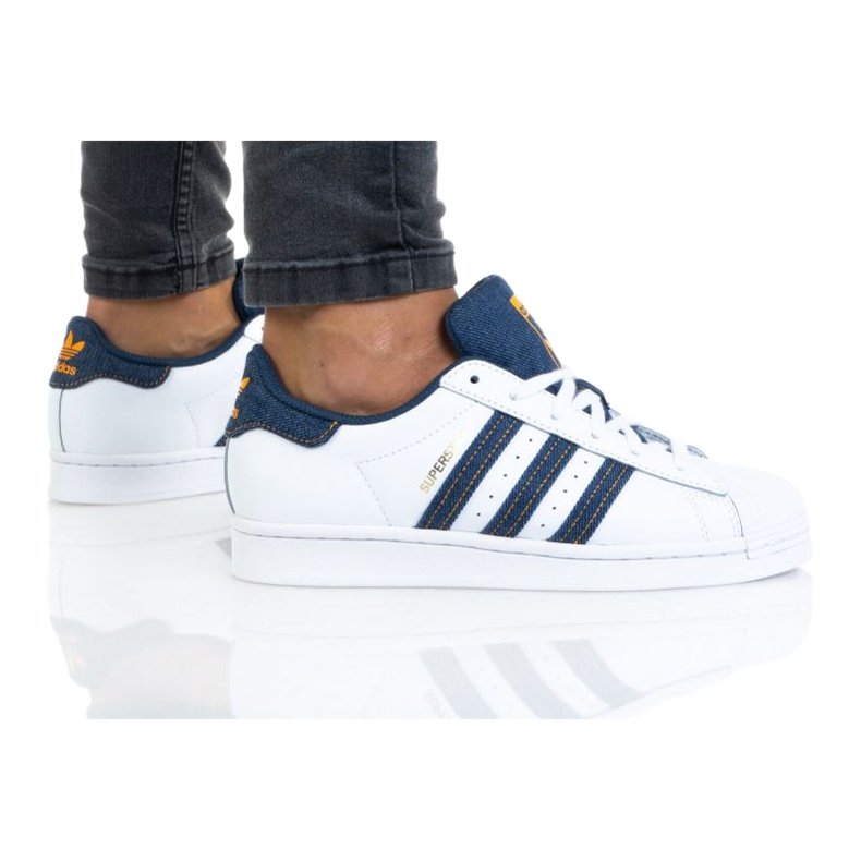 Skor adidas Superstar Jr H04025 vit marinblå