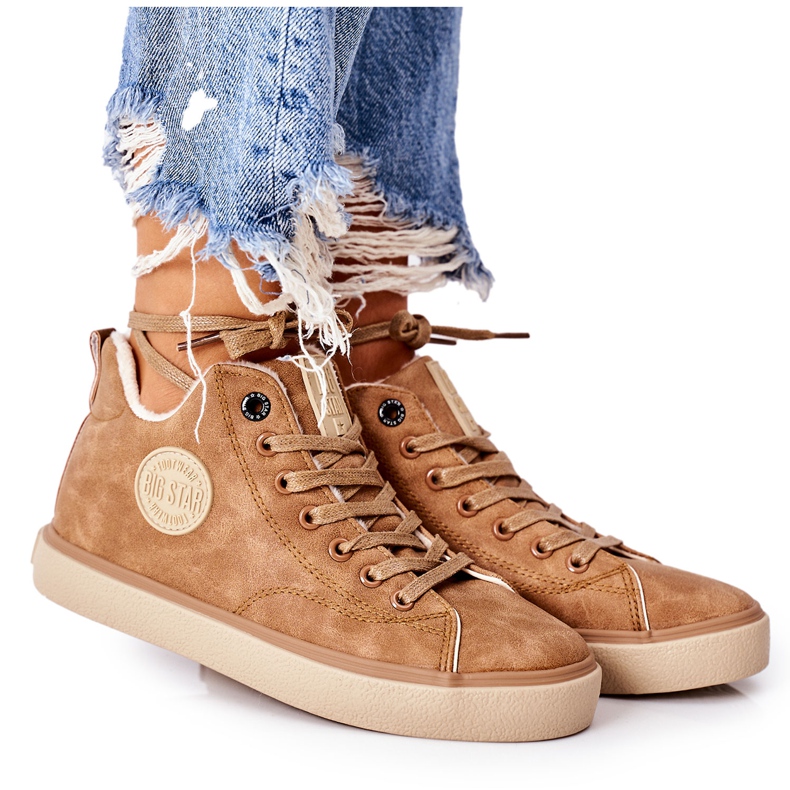 Läderisolerade sneakers Big Star II274149 Camel brun