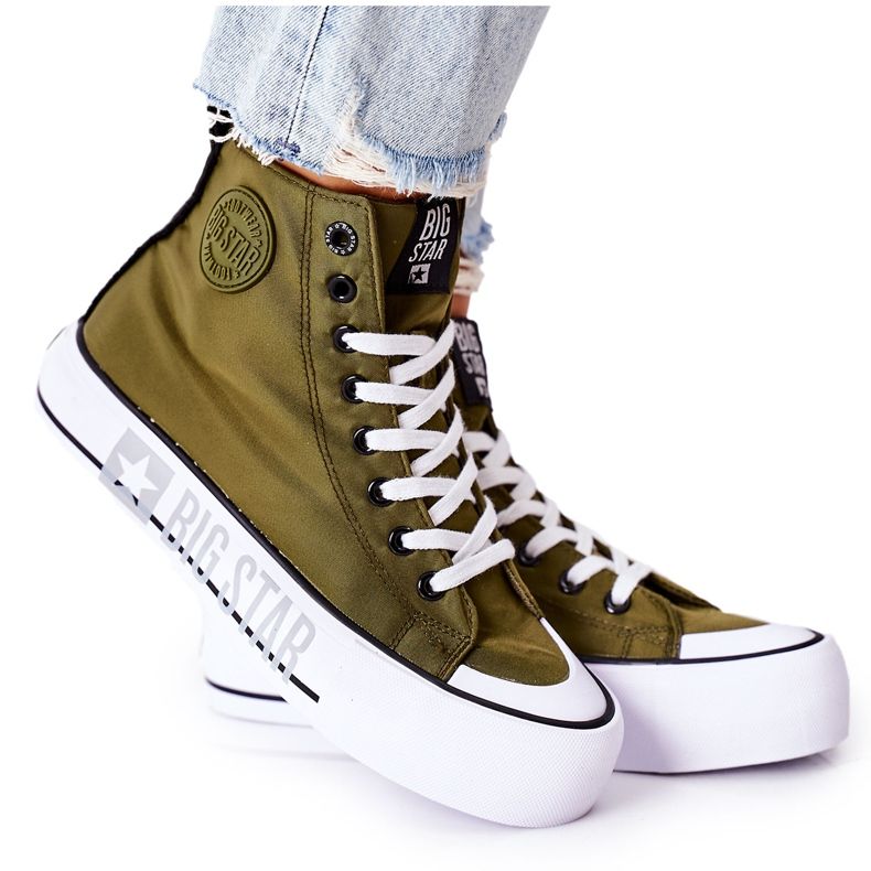 Höga sneakers på The Big Star II274017 Khaki -plattform grön