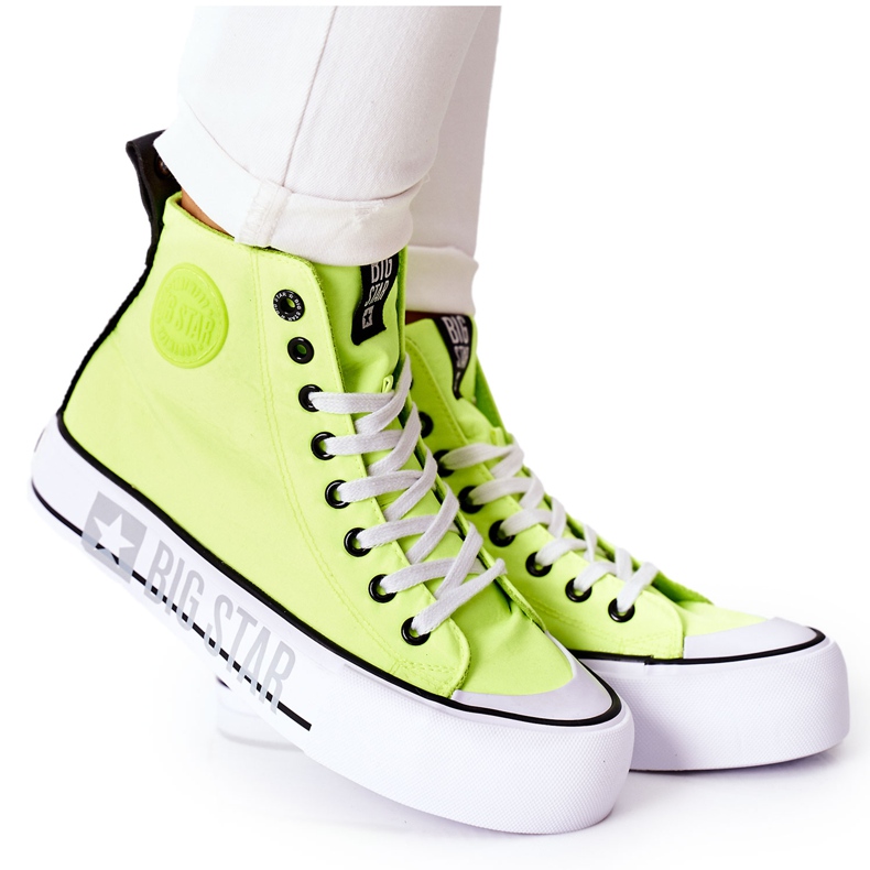 Höga sneakers på The Big Star II274015 Neongul plattform