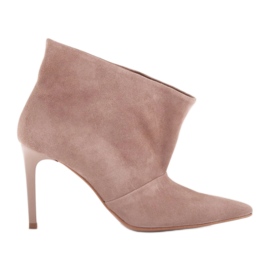 Marco Shoes Lädernålar med förlängd framsida beige