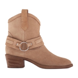 Marco Shoes Kaja cowboystövlar med dekorativt bälte beige