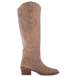 Marco Shoes Iolanda cowboystövlar med dekorativa sömmar beige