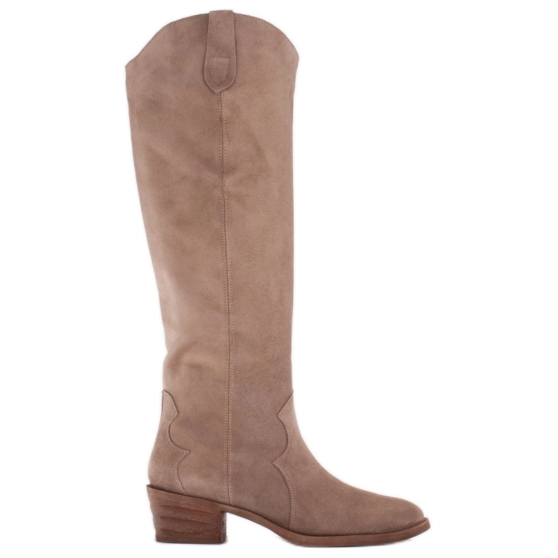 Marco Shoes Iolanda cowboystövlar med dekorativa sömmar beige