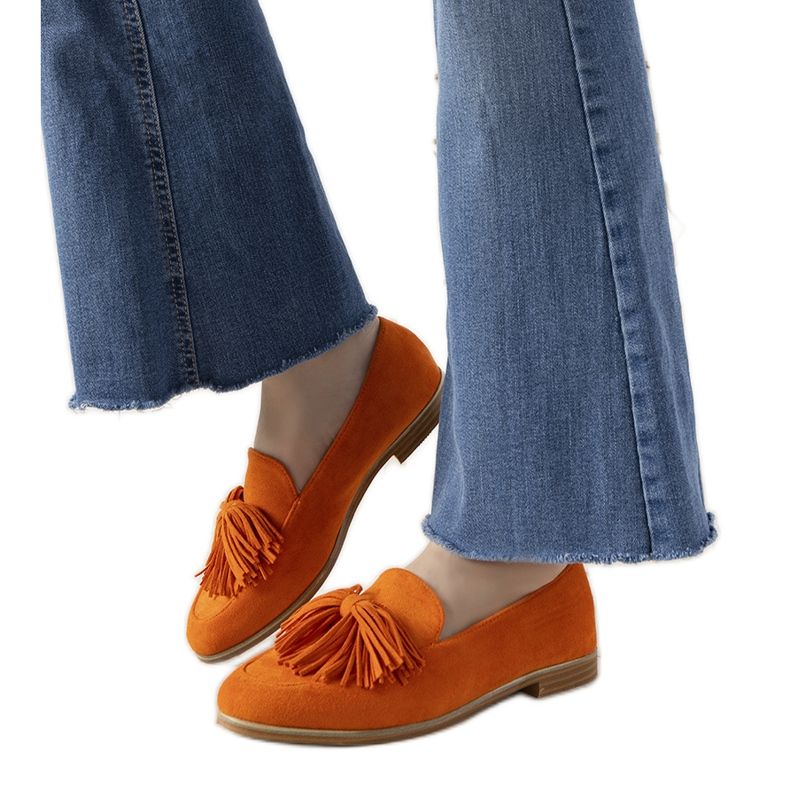 Orange loafers med Sabren rosett