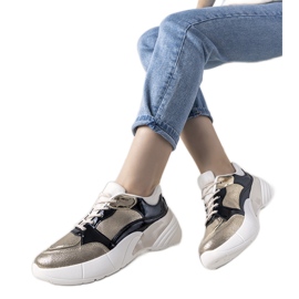 Gyllene sneakers med hög sula Rude svart