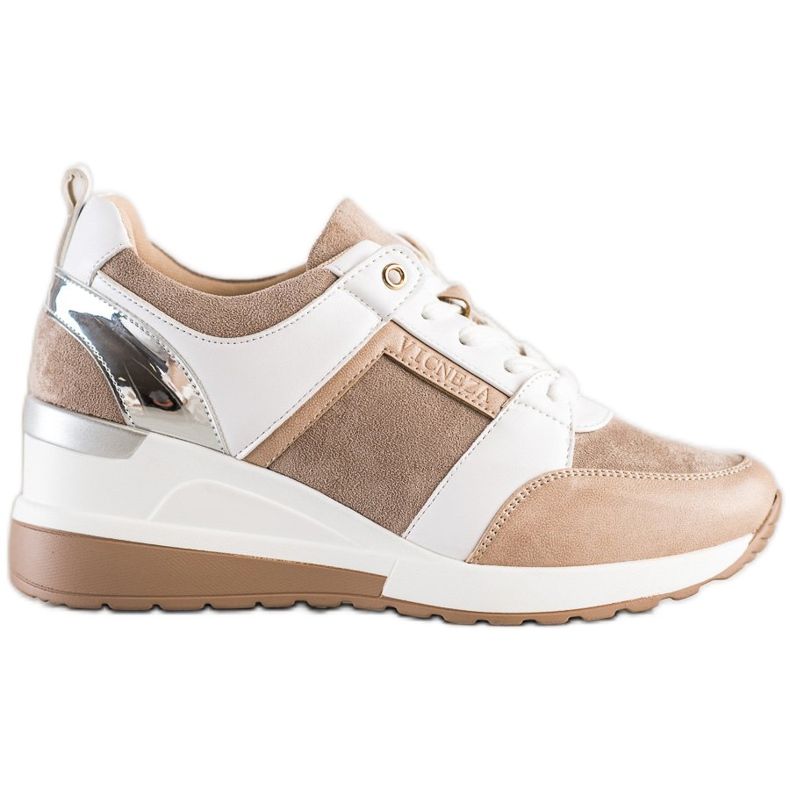VINCEZA casual sneakers beige vit brun