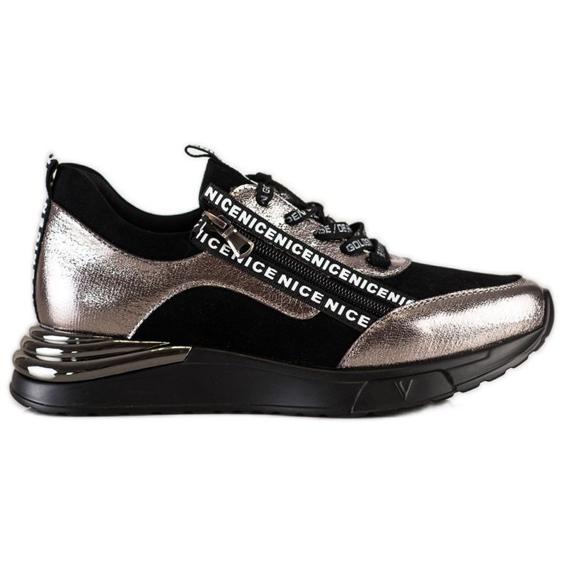 VINCEZA sneakers med dragkedja svart gyllene