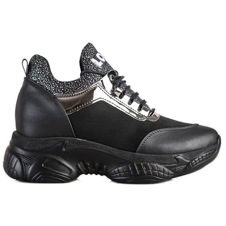 SHELOVET Trendiga Wedge Sneakers Love svart