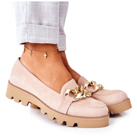 Mocka loafers Lewski Shoes 3040 Cappuccino beige gyllene