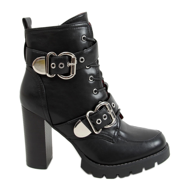 Svarta stövlar med bred klack M556 Svart