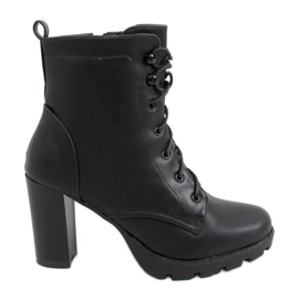 Svart Snörhöga klackar 77-152 Svart