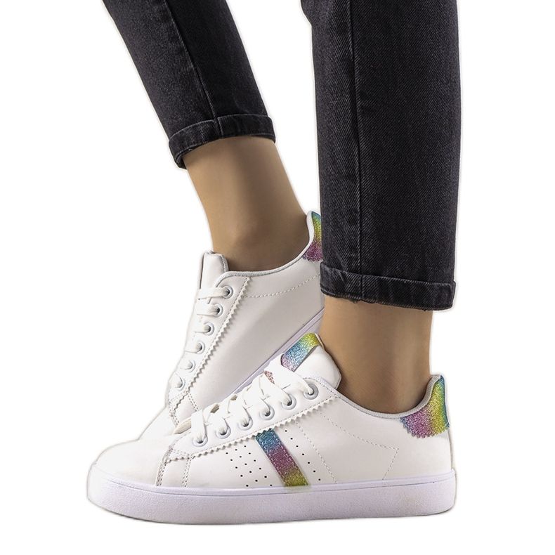 Rainbow sneakers med regnbågsfinish vit