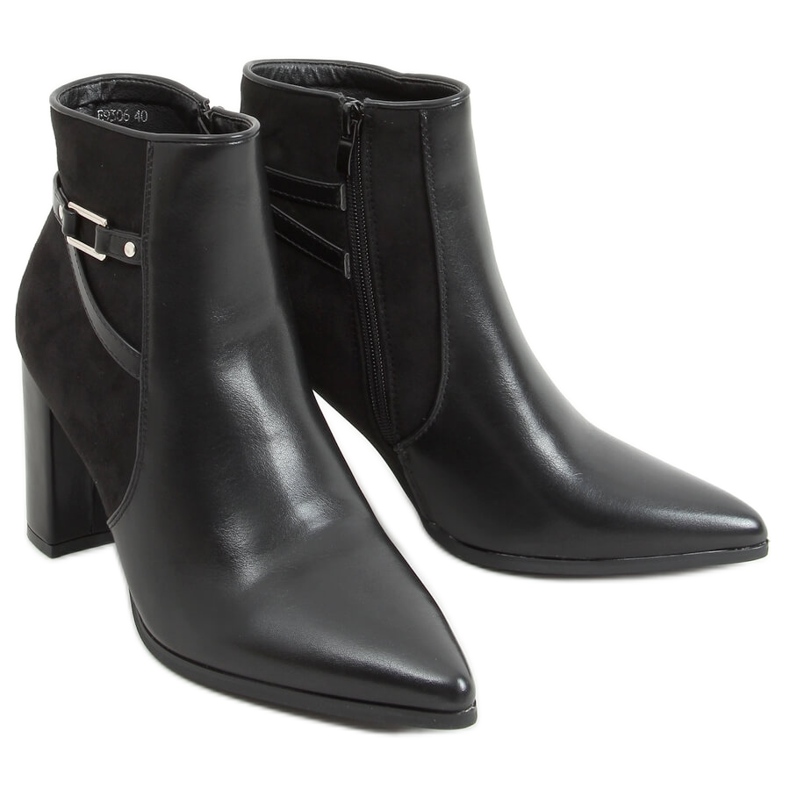 Svarta högklackade stövlar E9306 Svart