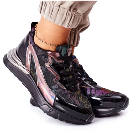 Vinceza Kvinnors sportskor Sneakers Svart Multi Buckland