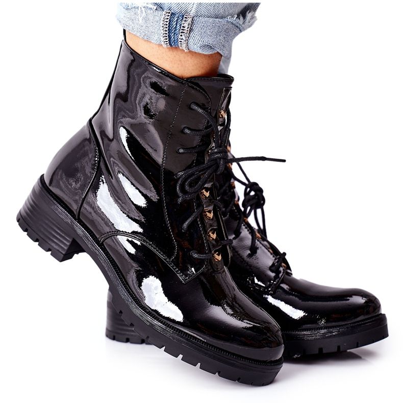 S.Barski Kvinnors stövlar lackerade svart Maniana