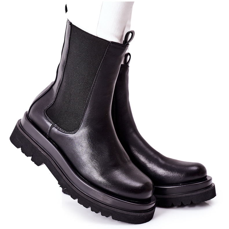 S.Barski Kvinnors höga stövlar Jodhpur Black Belive svart