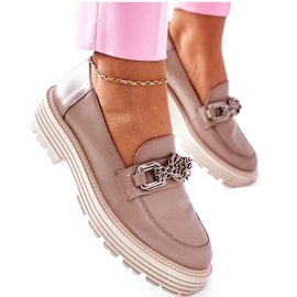 Dam Brogues Loafers Läder Mörk Beige Laura Messi 2383