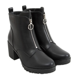 Svarta högklackade stövlar BH-50 Black Pu