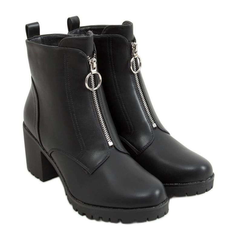 Svarta högklackade stövlar BH-50 Black Pu