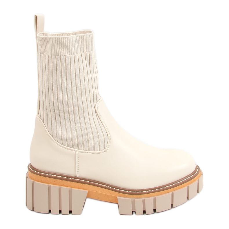 Chelsea boots sock shank cream NS227P Beige