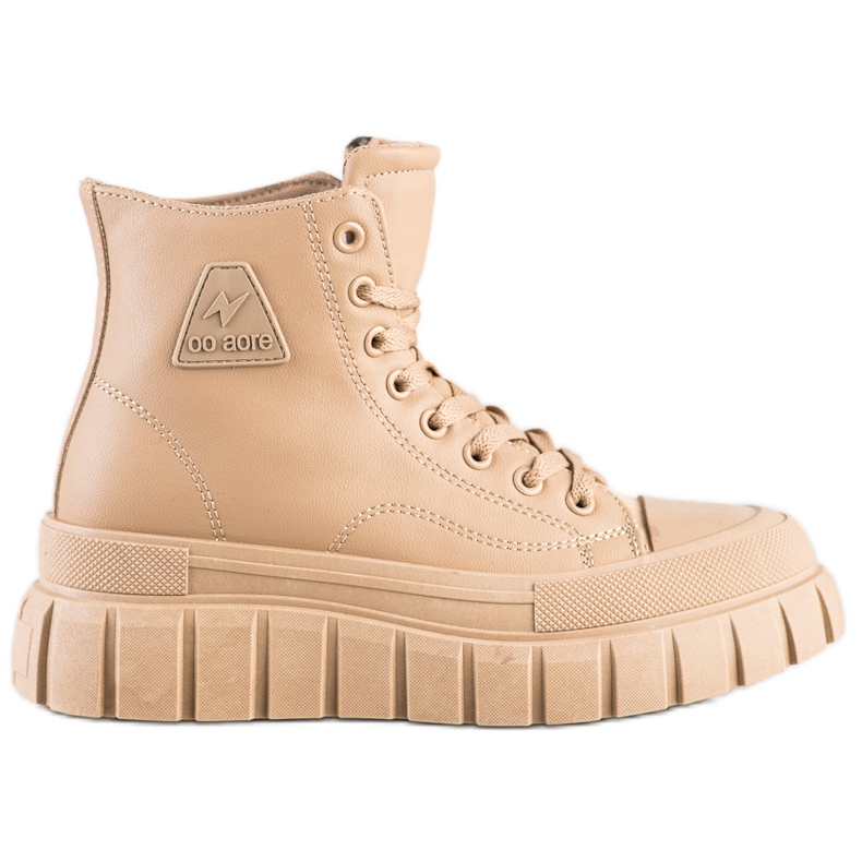 SHELOVET Sneakers med ekoläder på plattformen beige